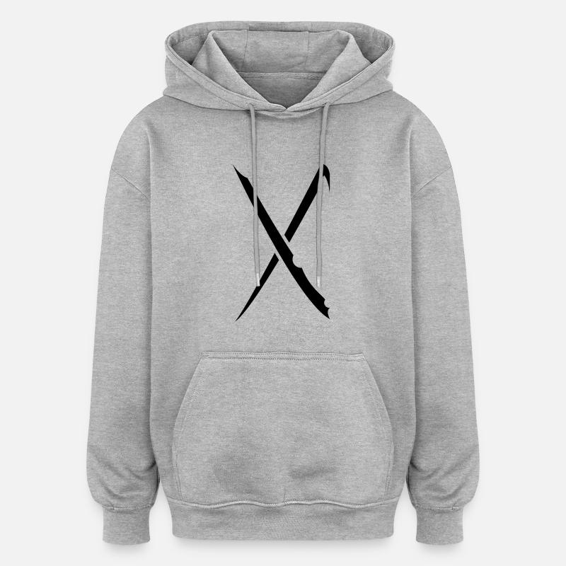 gebo - Sweat à capuche oversize unisexe - gris chiné