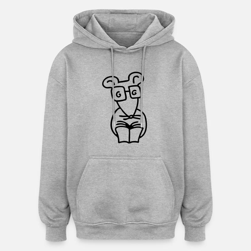 Leseratte - Line - Oversized Unisex Hoodie - Grau meliert