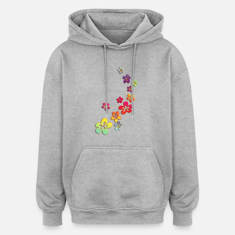 Flower Power - Sweat à capuche oversize unisexe - gris chiné