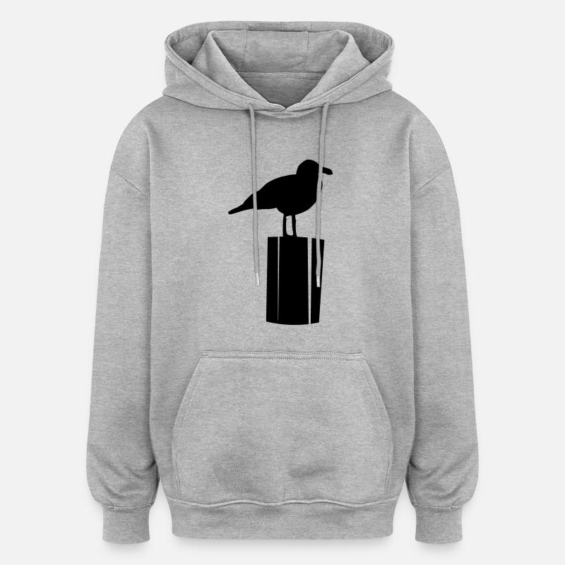 Möwe sitzend - Oversized Unisex Hoodie - Grau meliert