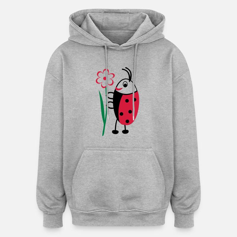 Ladybug with Flower - Oversized Unisex Hoodie - heather grey