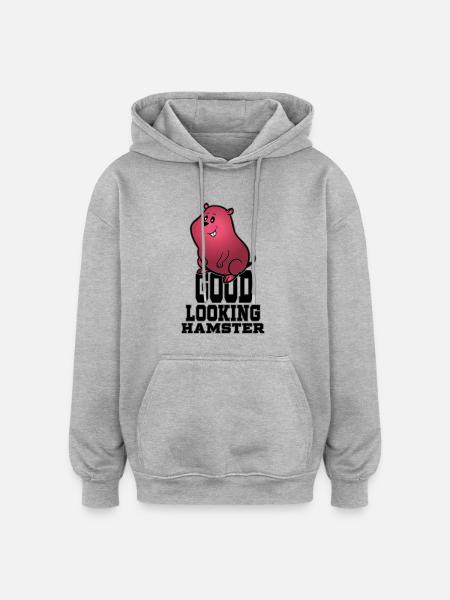 Good looking Hamster - Oversized Unisex Hoodie - Grau meliert