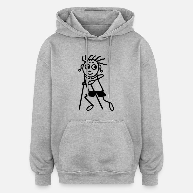 Marche nordique 2 - Sweat à capuche oversize unisexe - gris chiné