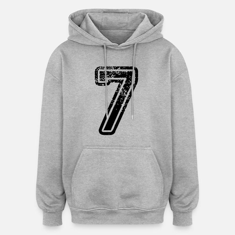 7 - Nummer - Oversized Unisex Hoodie - Grau meliert