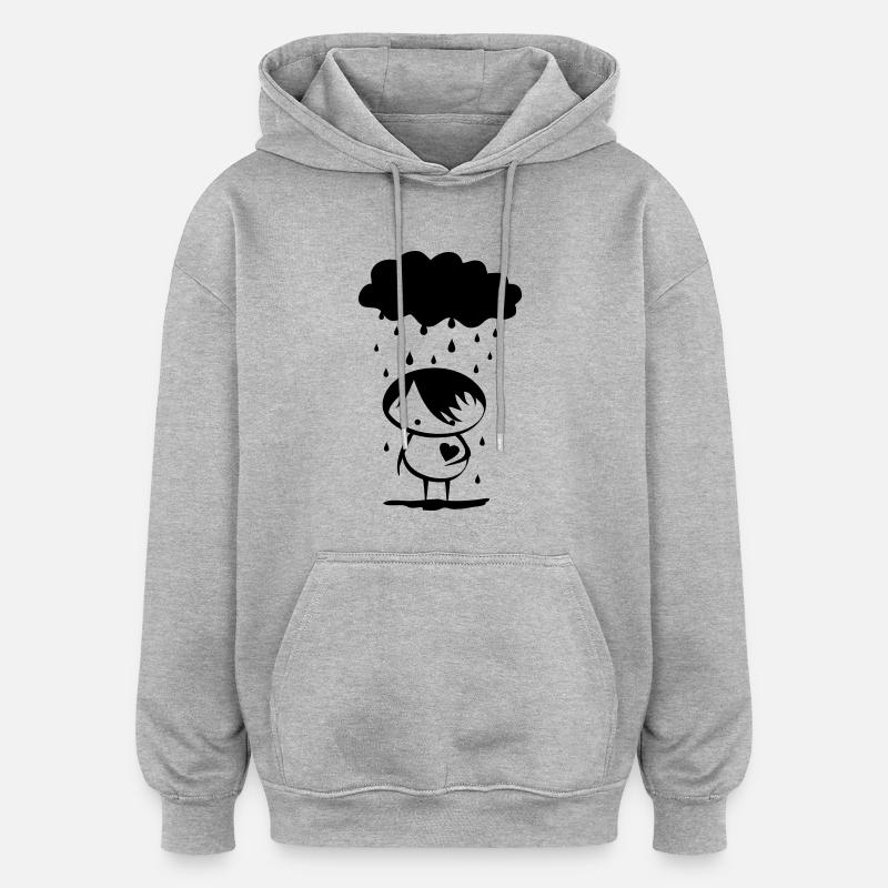 Emo - Sweat à capuche oversize unisexe - gris chiné