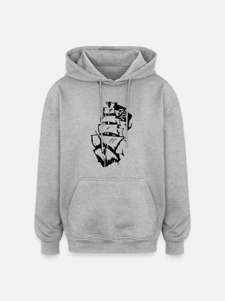 Piratenschiff - Oversized Unisex Hoodie - Grau meliert