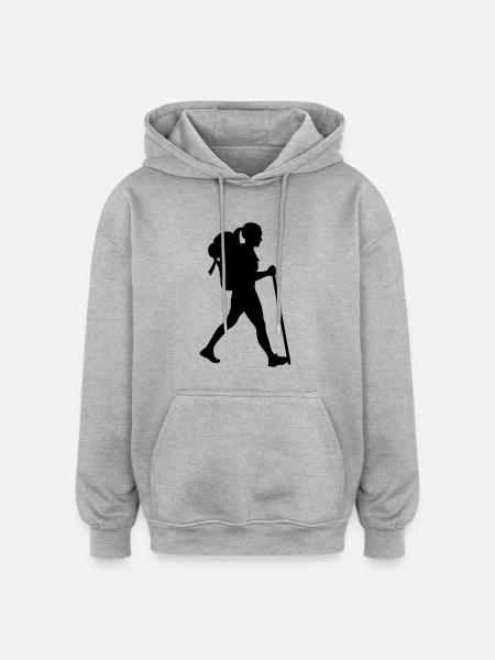 Cheminement - Sweat à capuche oversize unisexe - gris chiné