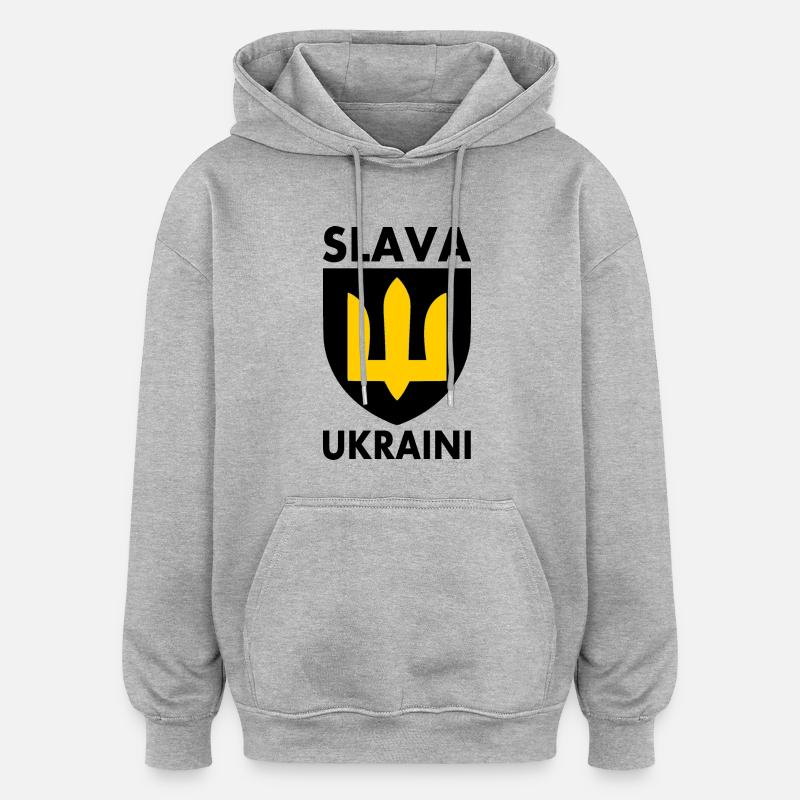 SLAVA UKRAINI - Sweat à capuche oversize unisexe - gris chiné