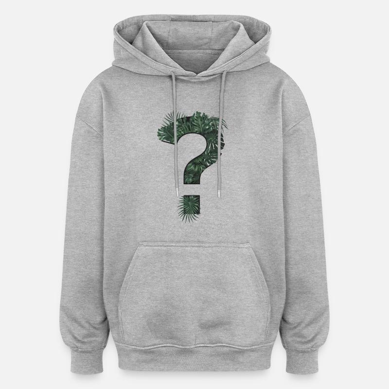 Point d’interrogation plantes tropicales - Sweat à capuche oversize unisexe - gris chiné