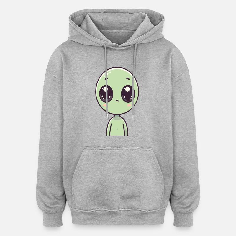 Alien mignon - Sweat à capuche oversize unisexe - gris chiné