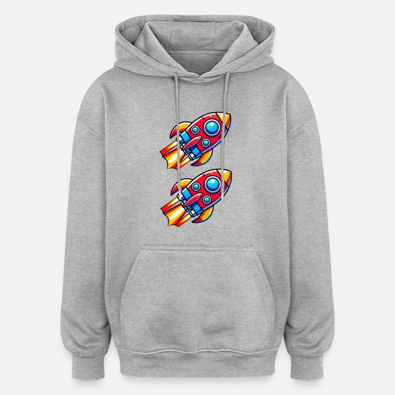 rakete comic - Oversized Unisex Hoodie - Grau meliert