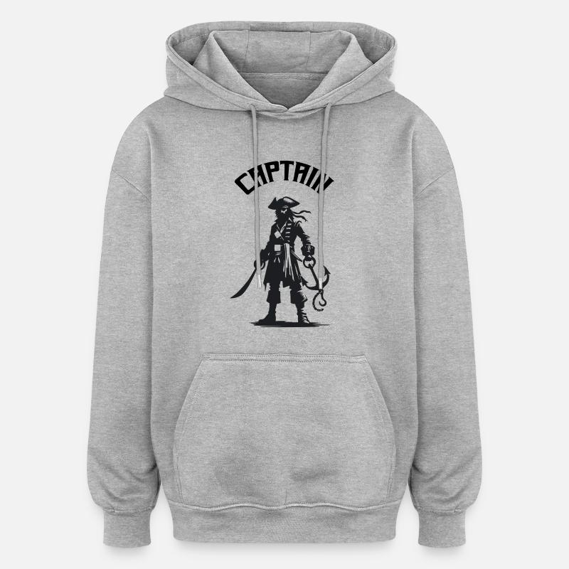 Capitaine pirate - Sweat à capuche oversize unisexe - gris chiné