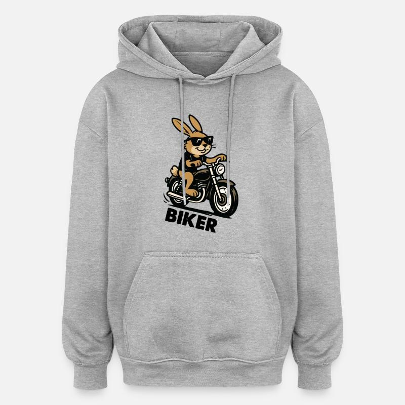 Motard lapin - Sweat à capuche oversize unisexe - gris chiné