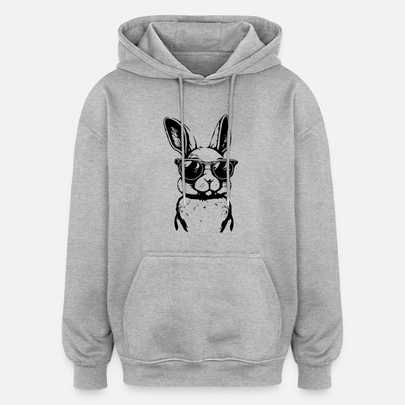 lapin - Sweat à capuche oversize unisexe - gris chiné