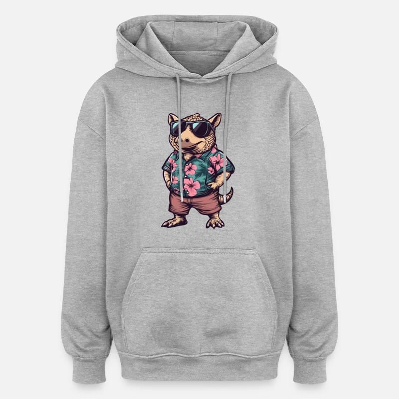 Armadillo Bande dessinée Holiday - Sweat à capuche oversize unisexe - gris chiné