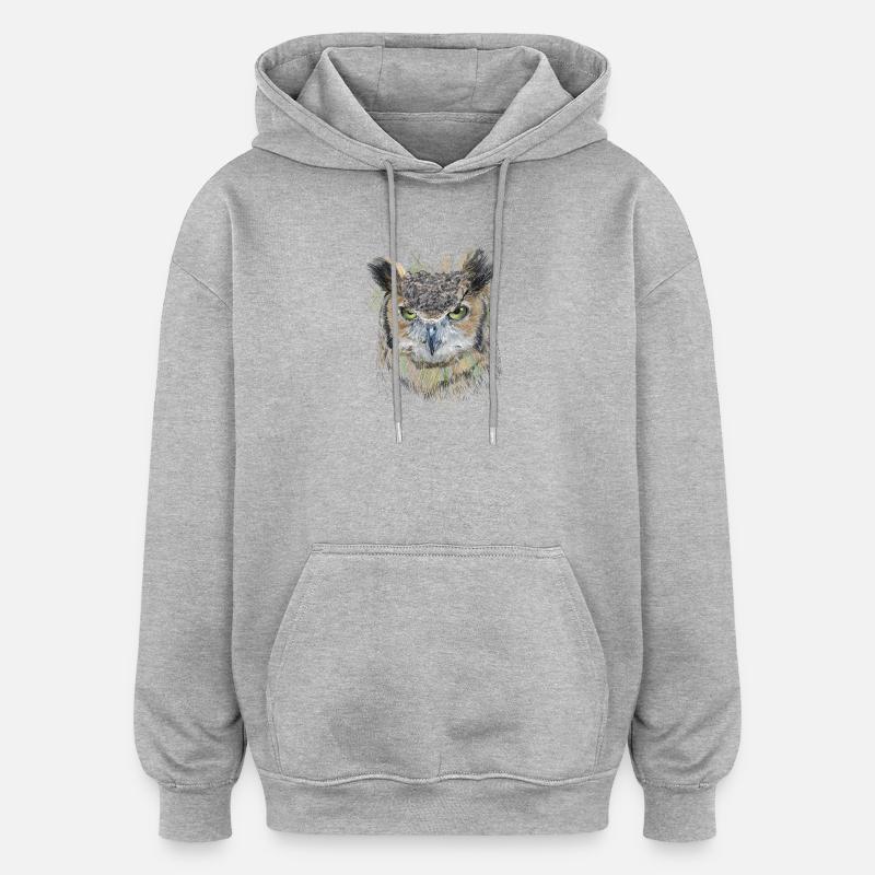Owl - Sweat à capuche oversize unisexe - gris chiné