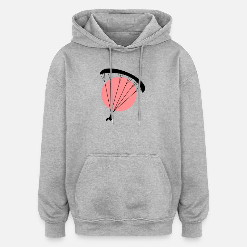 Paraglider Sunset Vector - Sweat à capuche oversize unisexe - gris chiné