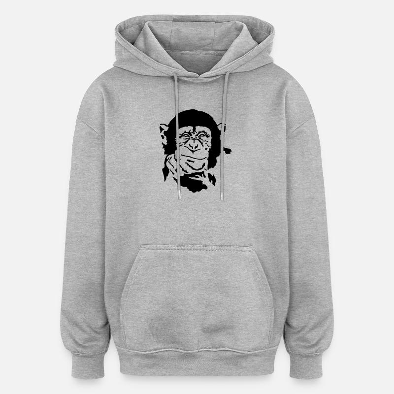 singe - Sweat à capuche oversize unisexe - gris chiné