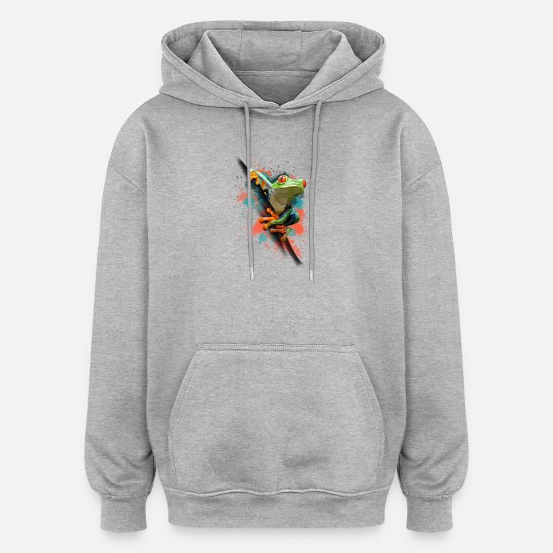 Frog - Oversize unisex hoodie - grå meleret