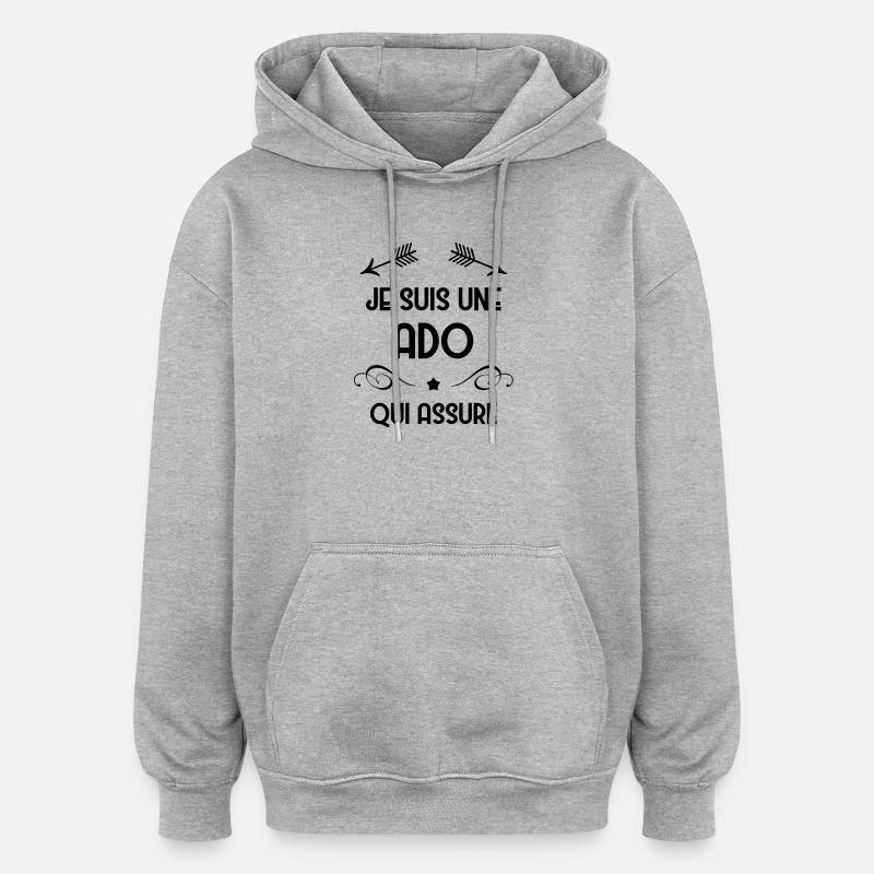 adolescent / enfant / ado / adolescente - Sweat à capuche oversize unisexe - gris chiné