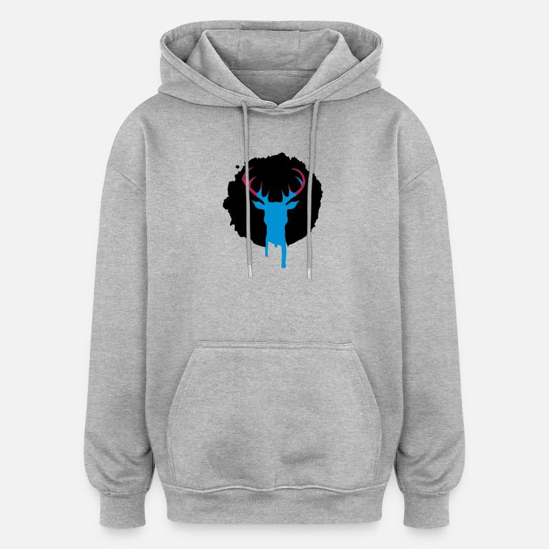 Deer patch graffiti - Oversized Unisex Hoodie - heather grey