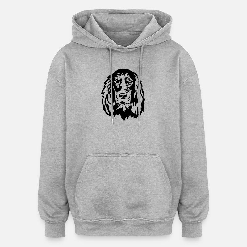 Gordon Setter Kopf - Oversized Unisex Hoodie - Grau meliert