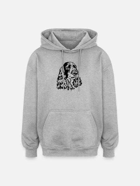 English Springer Spaniel Head - Oversized Unisex Hoodie - heather grey