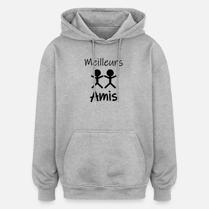 Meilleurs amis - Sweat à capuche oversize unisexe - gris chiné