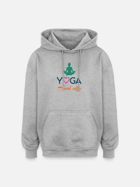 Yoga and Coffee - Oversized Unisex Hoodie - heather grey