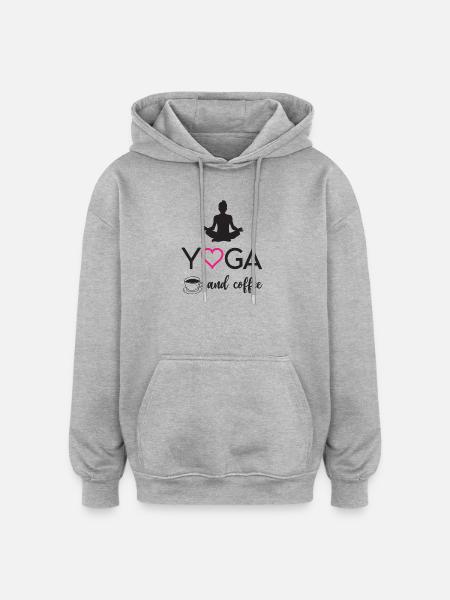 Yoga and Coffee - Oversized Unisex Hoodie - heather grey