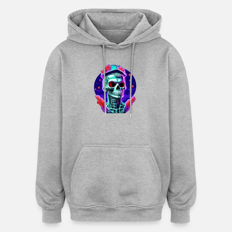 Squelette avec casquette - Sweat à capuche oversize unisexe - gris chiné