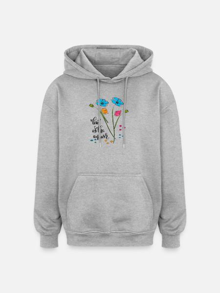 Love is the answer, Liebe - Oversized Unisex Hoodie - heather grey