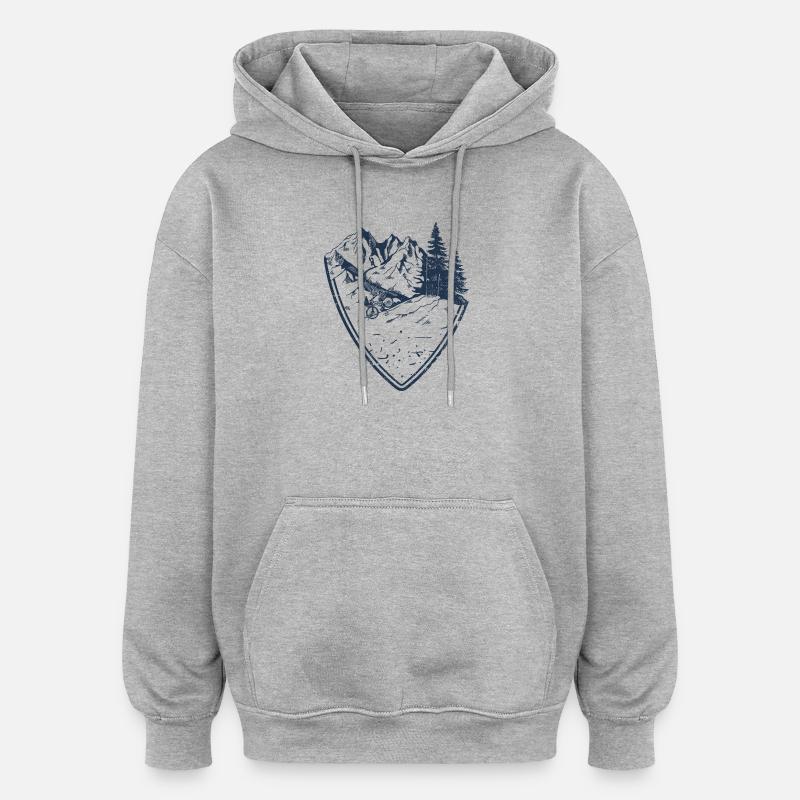 Mountain Trail Shield - Oversized Unisex Hoodie - heather grey