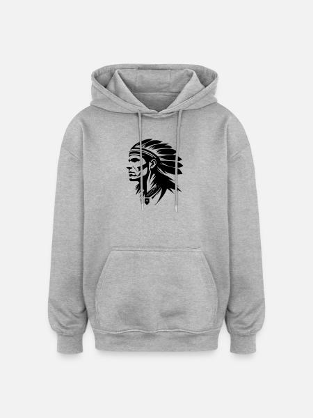 Indian chief with feathers - Oversized Unisex Hoodie - heather grey