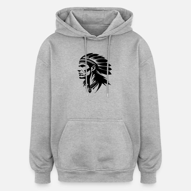 Indian chief with feathers - Oversized Unisex Hoodie - heather grey