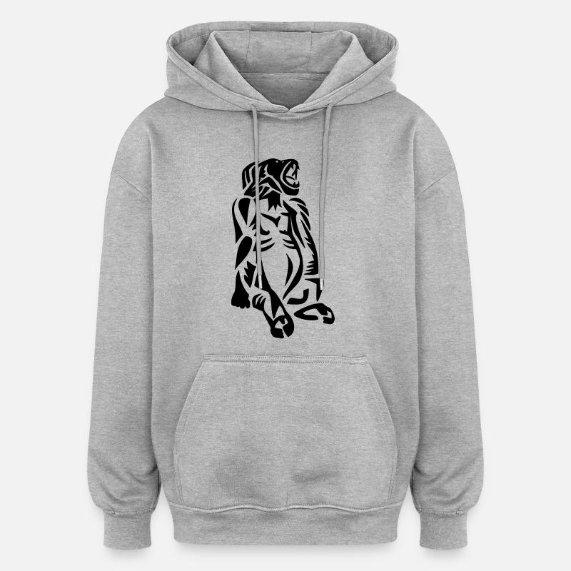 Gorille - Sweat à capuche oversize unisexe - gris chiné