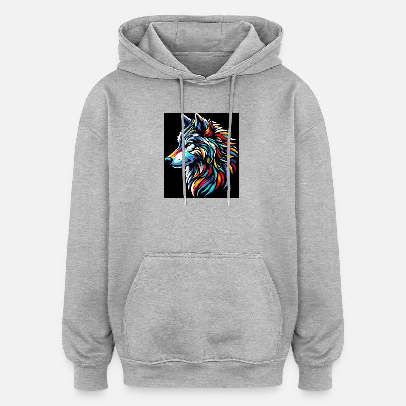 Wolf - Oversized Unisex Hoodie - heather grey