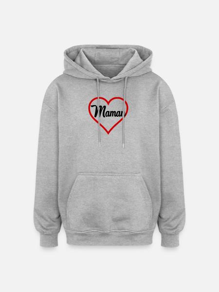 COEUR MAMAN - Sweat à capuche oversize unisexe - gris chiné