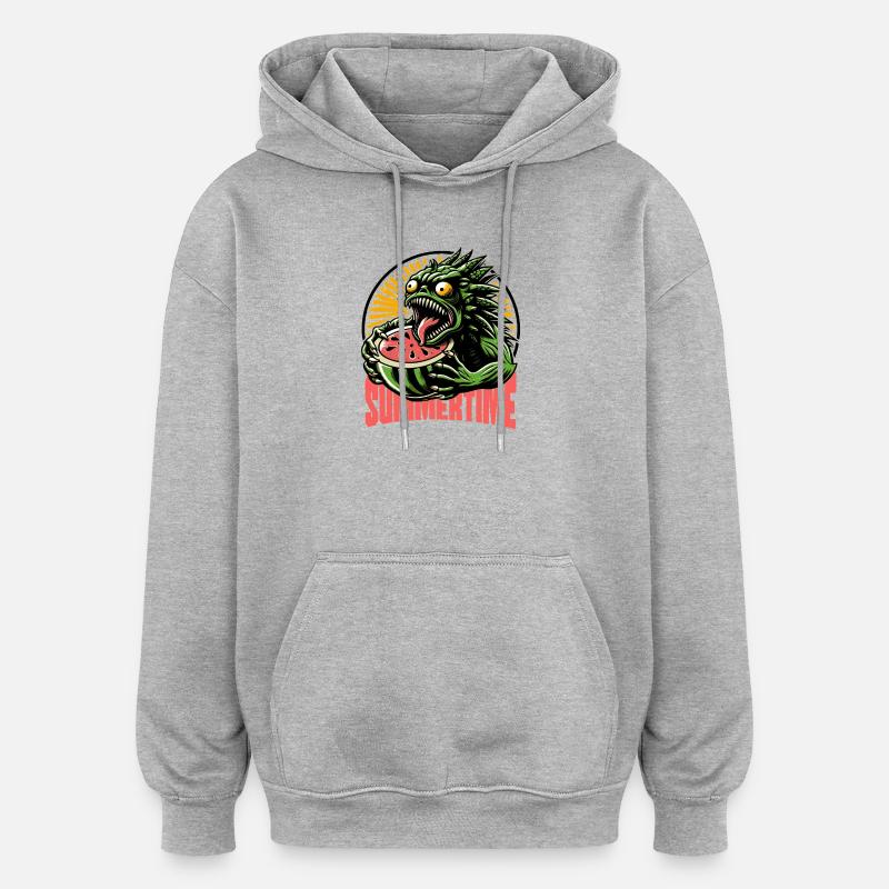 Summertime Summer Vibes Plage Melon Monstre - Sweat à capuche oversize unisexe - gris chiné