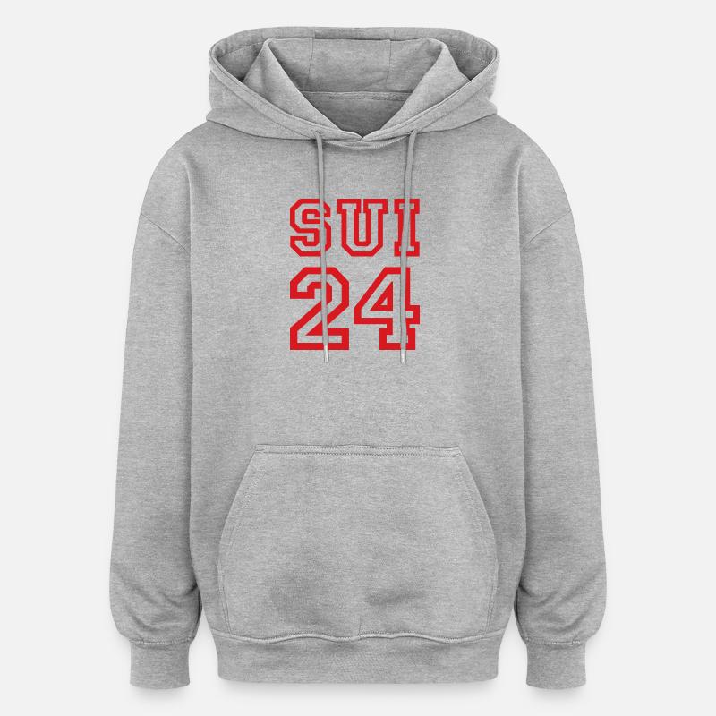 Switzerland Suisse Schweiz - Sweat à capuche oversize unisexe - gris chiné