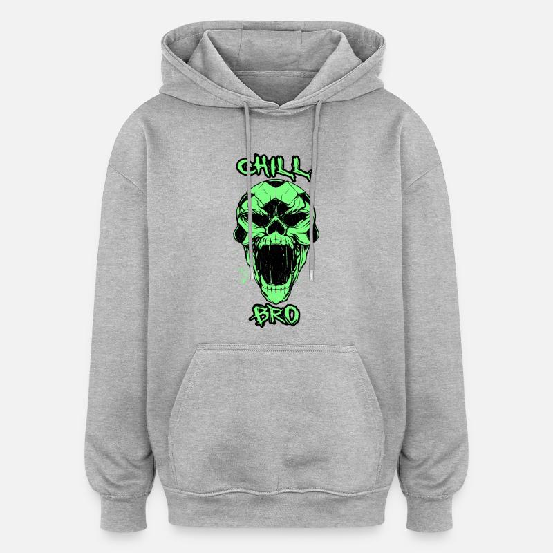 Skull Chill Bro - Sweat à capuche oversize unisexe - gris chiné