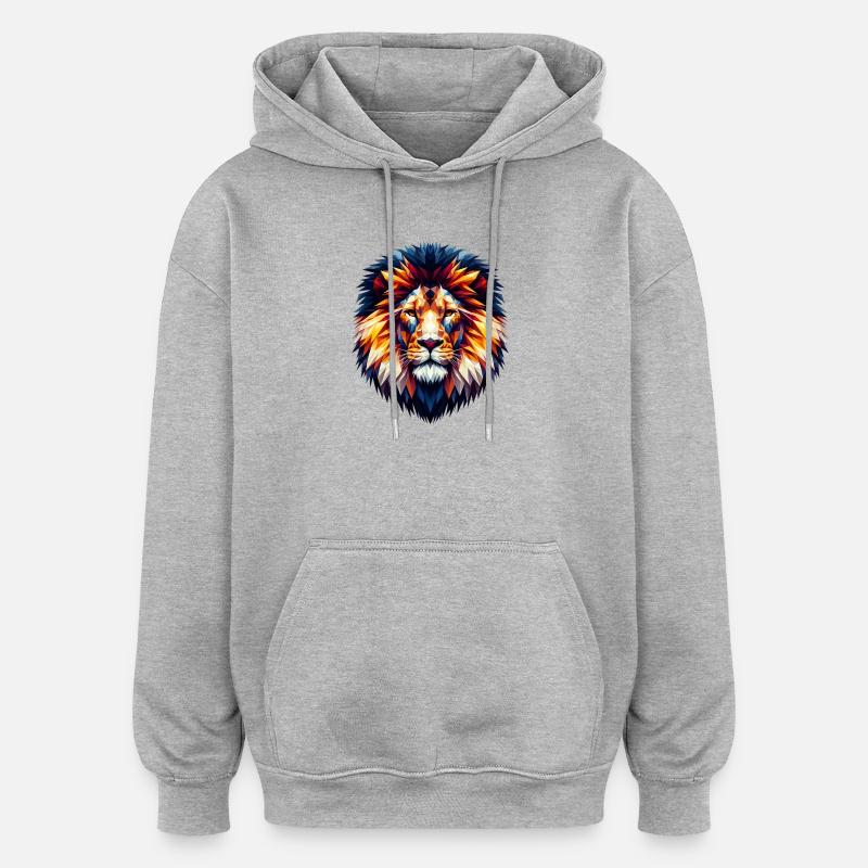 Polygonal Lion - Sweat à capuche oversize unisexe - gris chiné