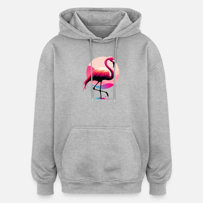 Flamant - Sweat à capuche oversize unisexe - gris chiné