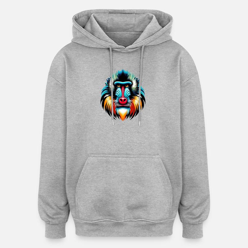 Mandrill-Affe - Oversized Unisex Hoodie - Grau meliert