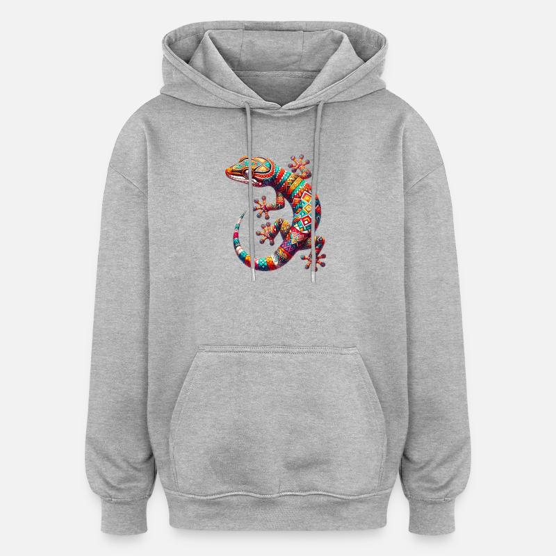 Gecko - Sweat à capuche oversize unisexe - gris chiné