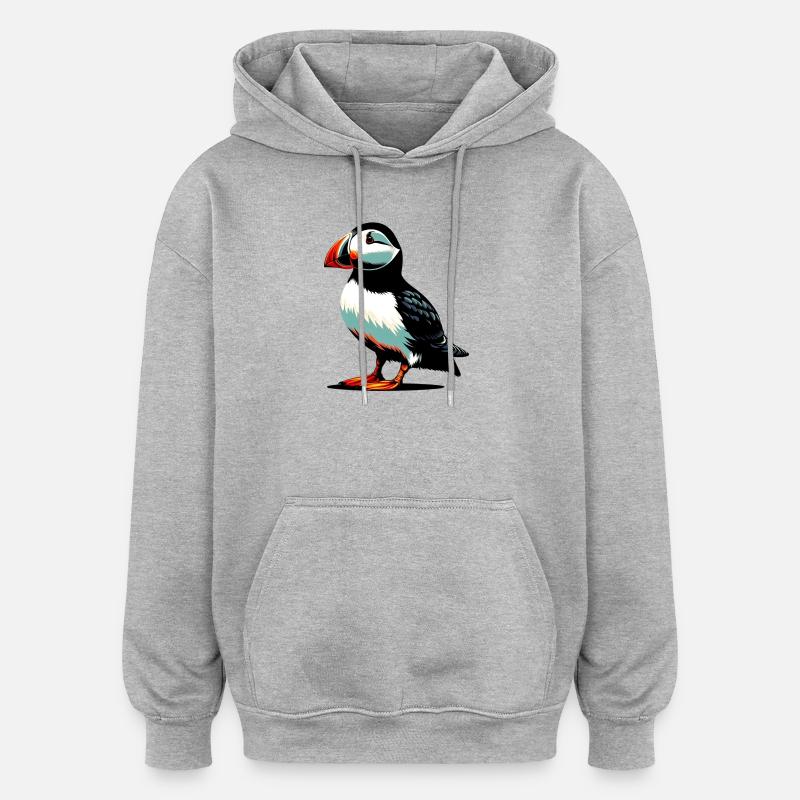 Macareux - Sweat à capuche oversize unisexe - gris chiné