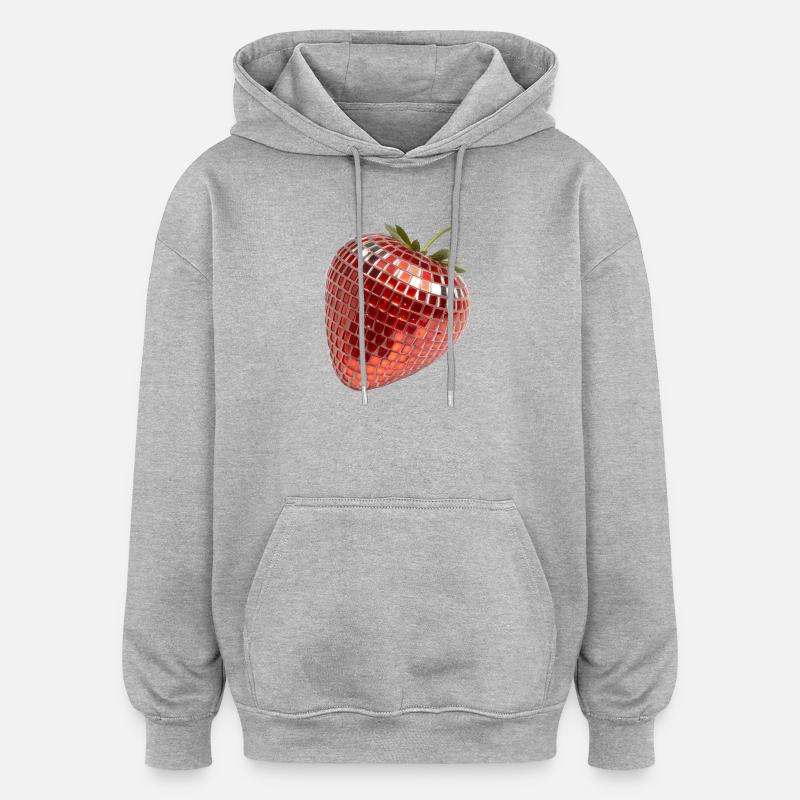 Disco Party Früchte, Erdbeere - Oversized Unisex Hoodie - Grau meliert