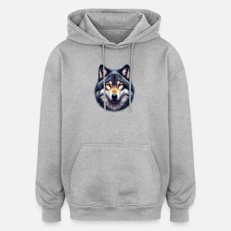 Wolf - Oversized Unisex Hoodie - heather grey