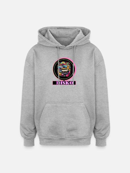 Disco Retro Cassette Neon Gloss - Oversized Unisex Hoodie - heather grey