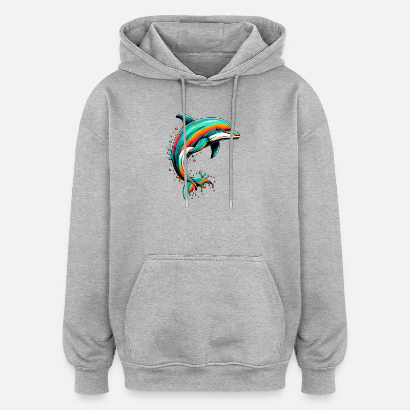 Dauphin - Sweat à capuche oversize unisexe - gris chiné